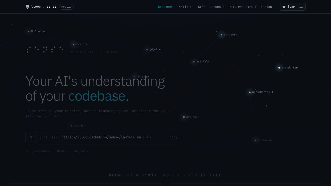Sense, code intelligence for AI agents