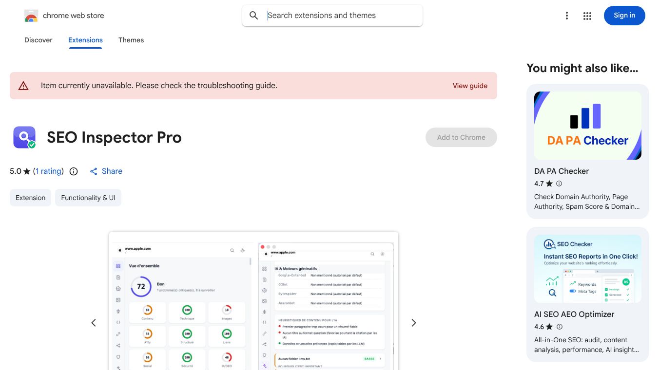 SEO Inspector Pro ectension