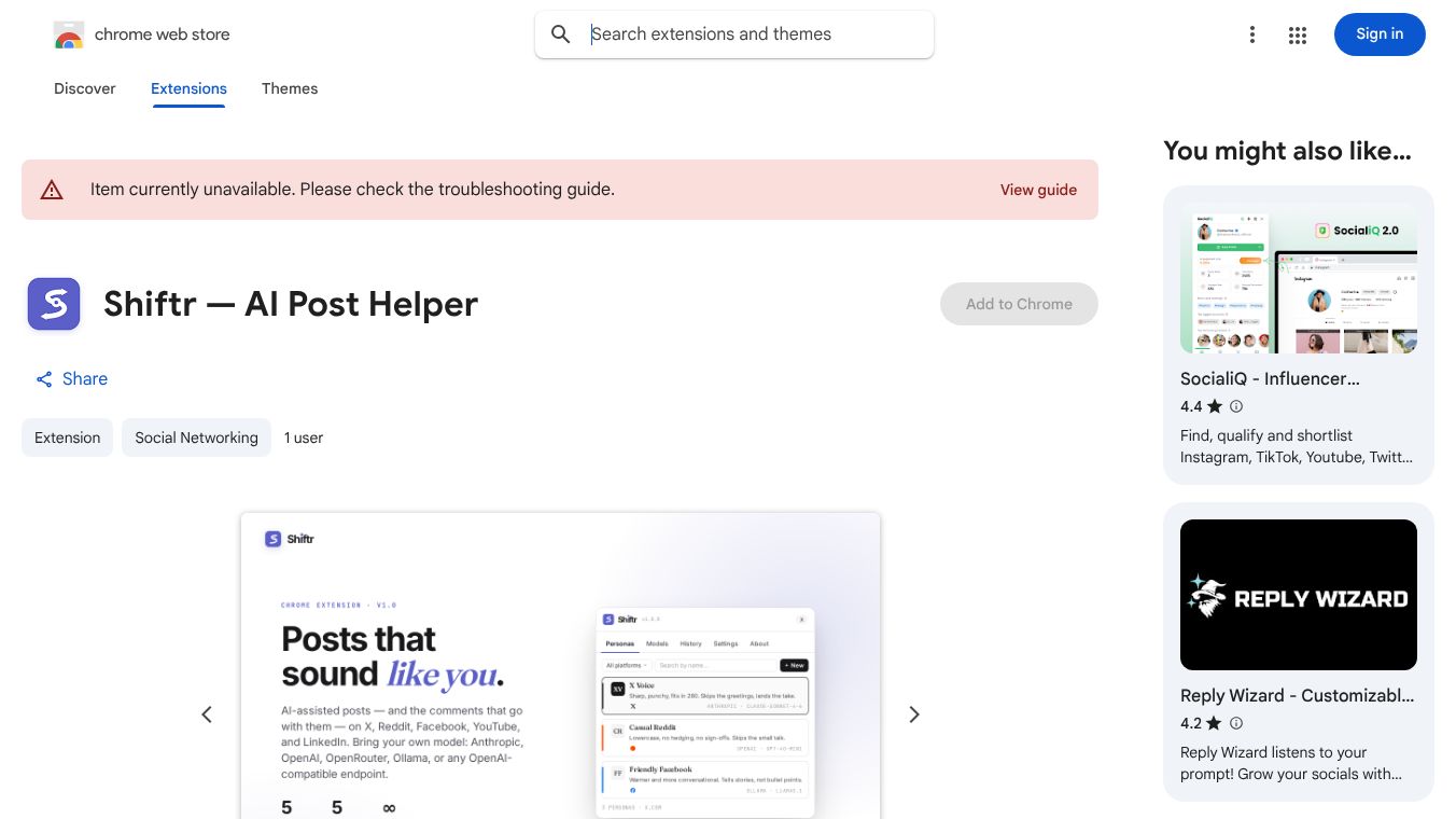 Shiftr - AI Post Helper