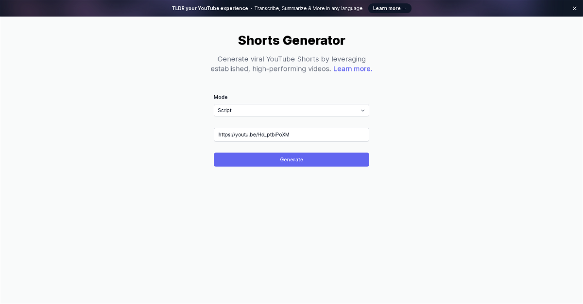 Shorts Generator