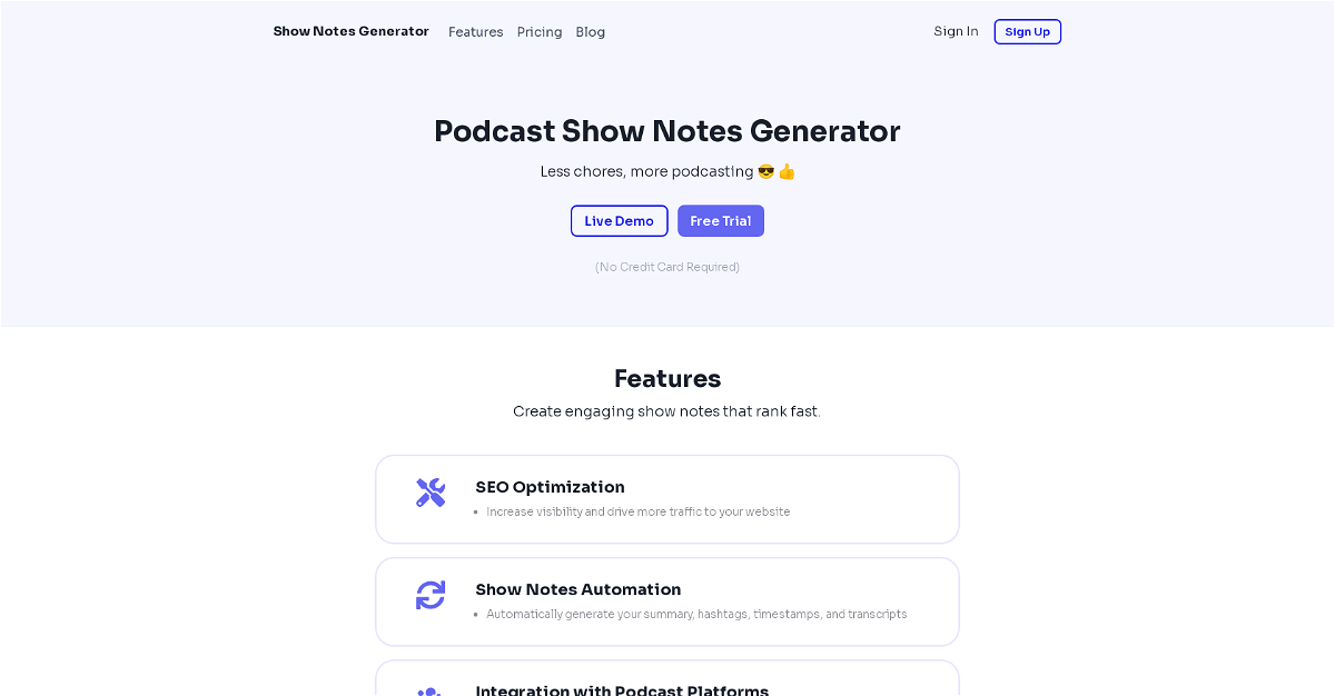 Show Notes Generator