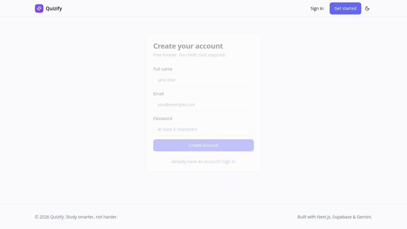 Sign up — Quizify