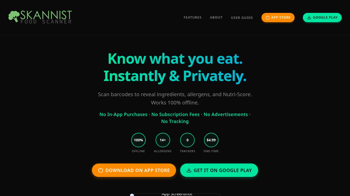 Skannist: The fast, private food scanner