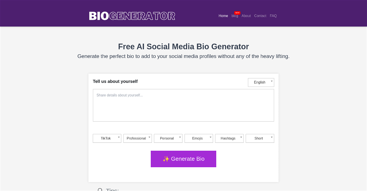 Social Media Bio Generator