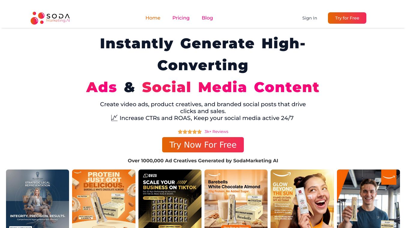 SodaMarketing AI — Instant Ad Creatives