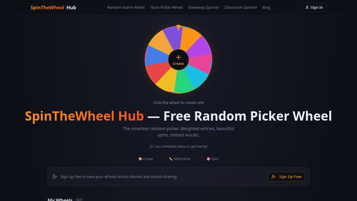 SpinTheWheel Hub - Wheel for Decisions