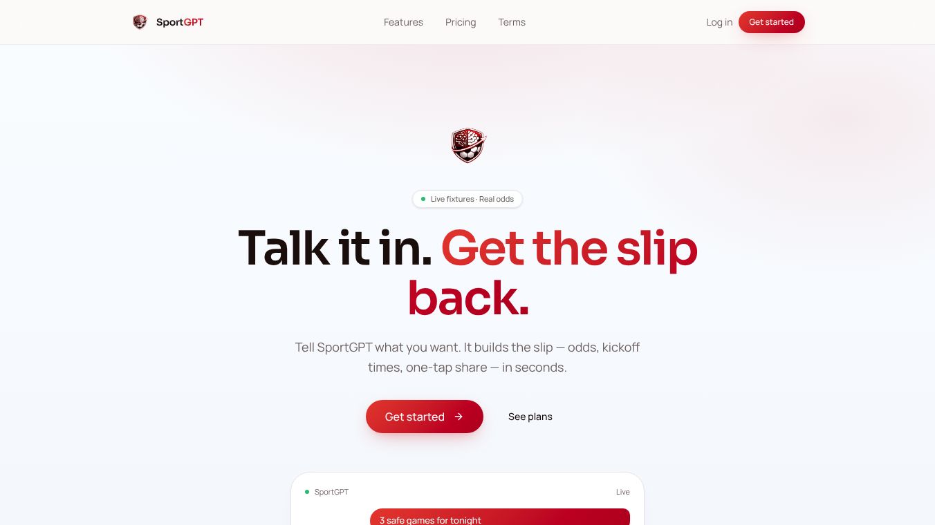 SportGPT — Your Smart Betting Companion