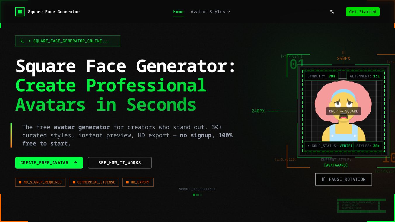 Square Face Generator