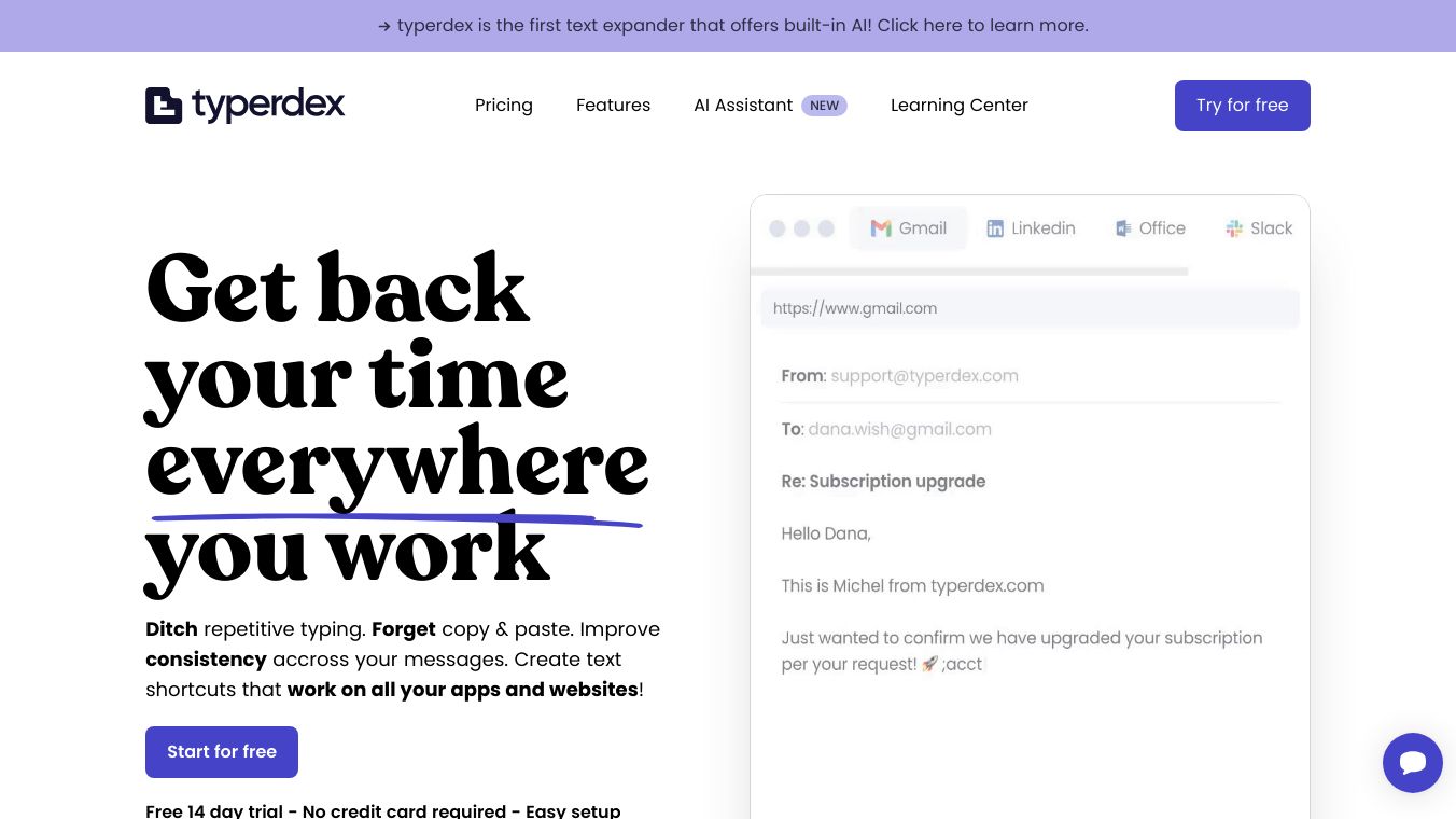 Start-up typerdex