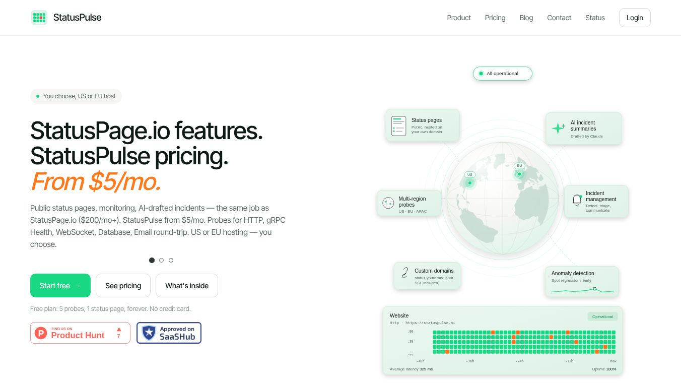 StatusPulse — Monitoring + Status + AI