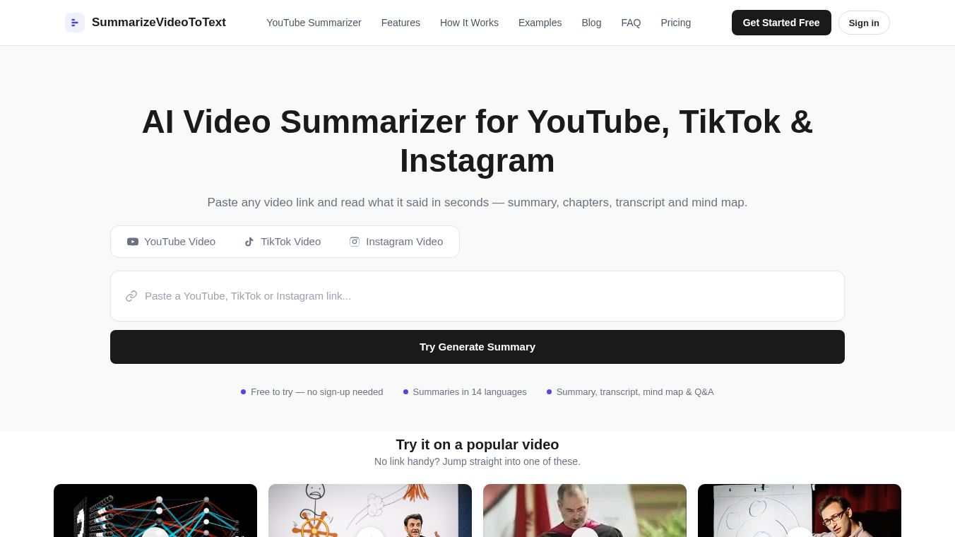 SummarizeVideoToText