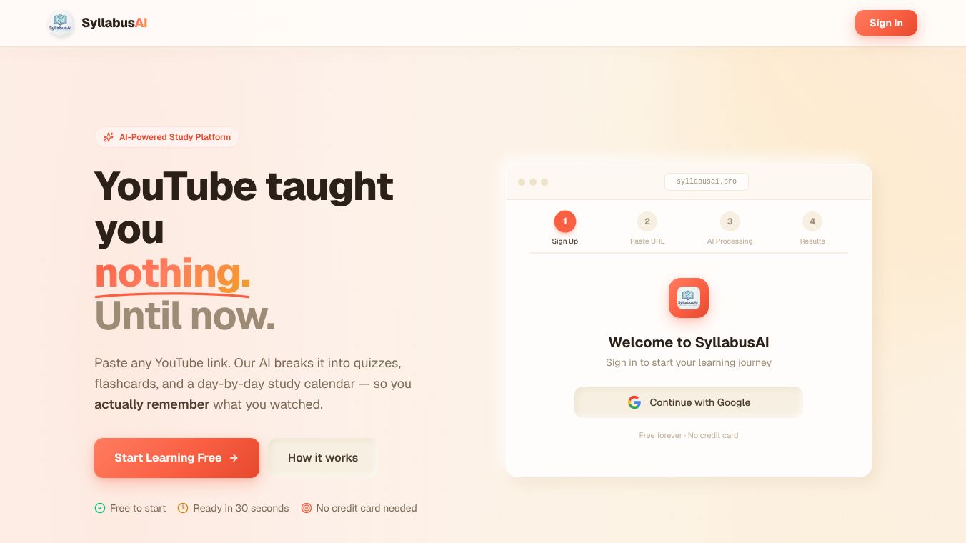 SyllabusAI YouTube to structure learning