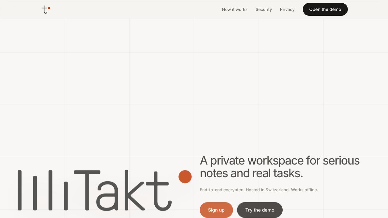 Takt — Private notes and tasks