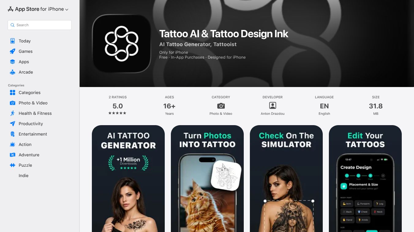 Tattoo AI – Tattoo Design & Try-On