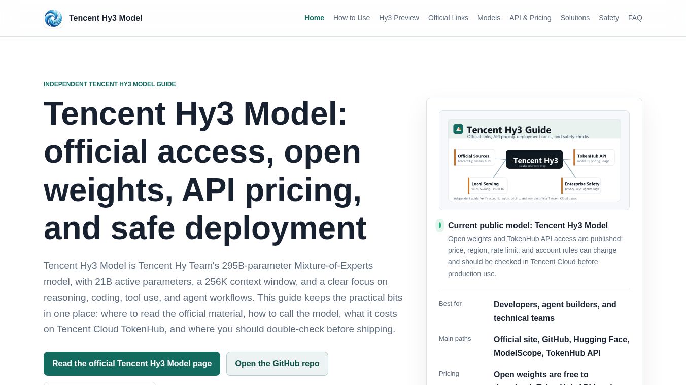 Tencent Hy3 Model Guide