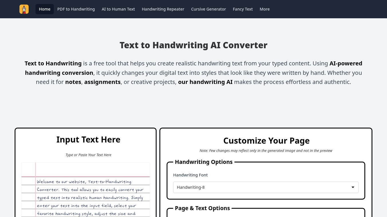 Text to handwriting converter