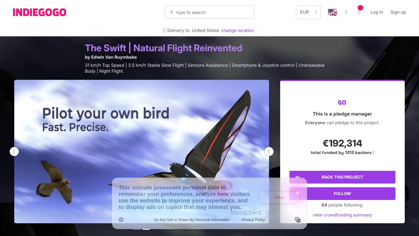 The Swift, bird-like flying robot