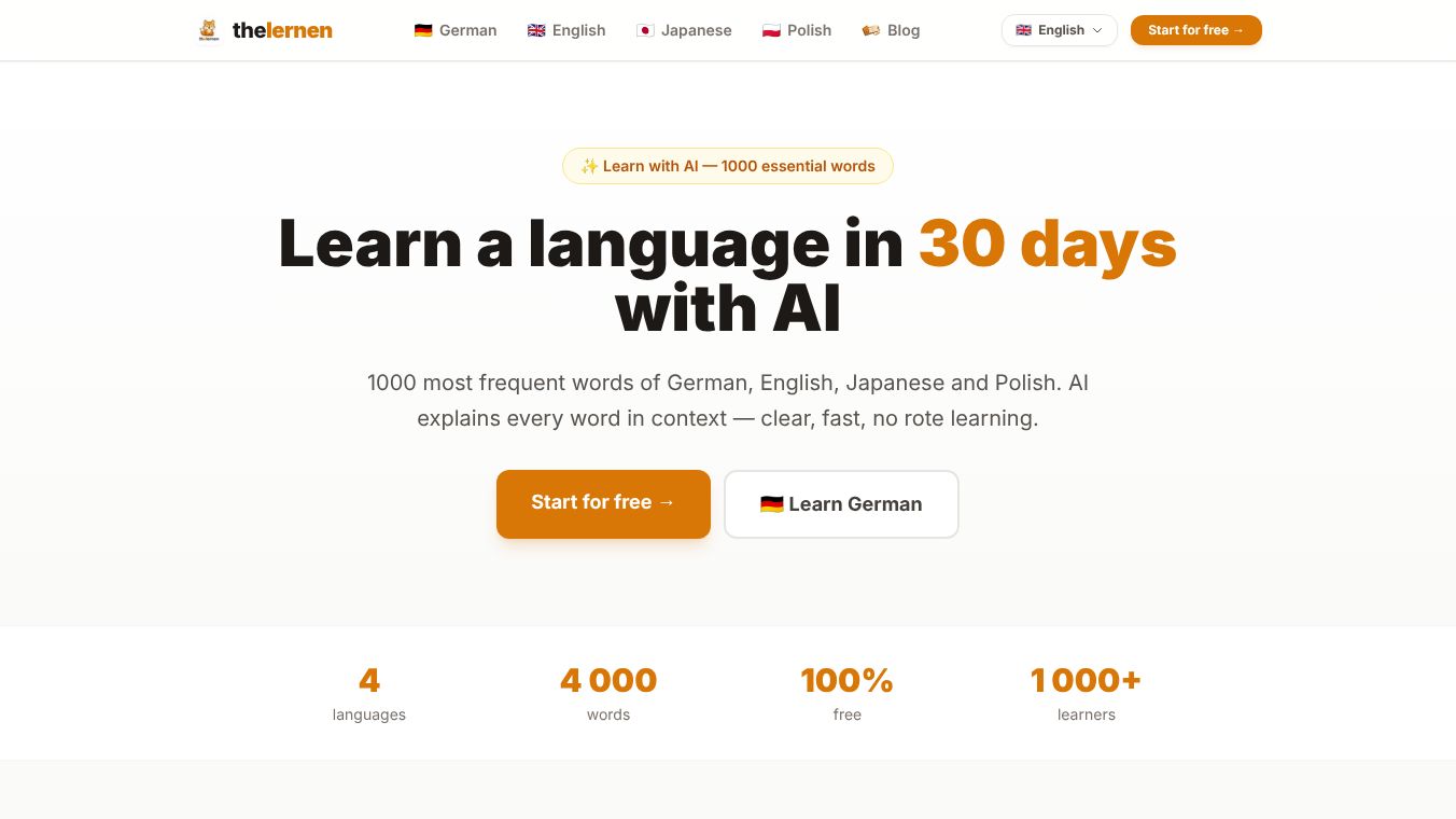 theLernen AI — Learn 1000 Words