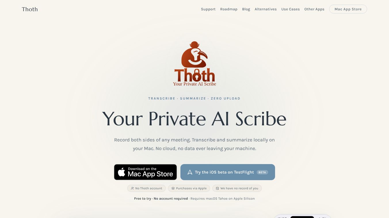 Thoth - Your Private AI Scribe