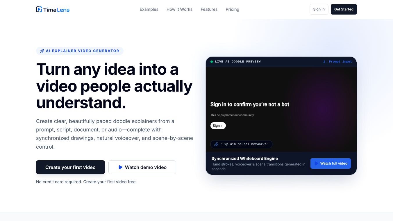 TimaLens — AI Whiteboard Video Explainer