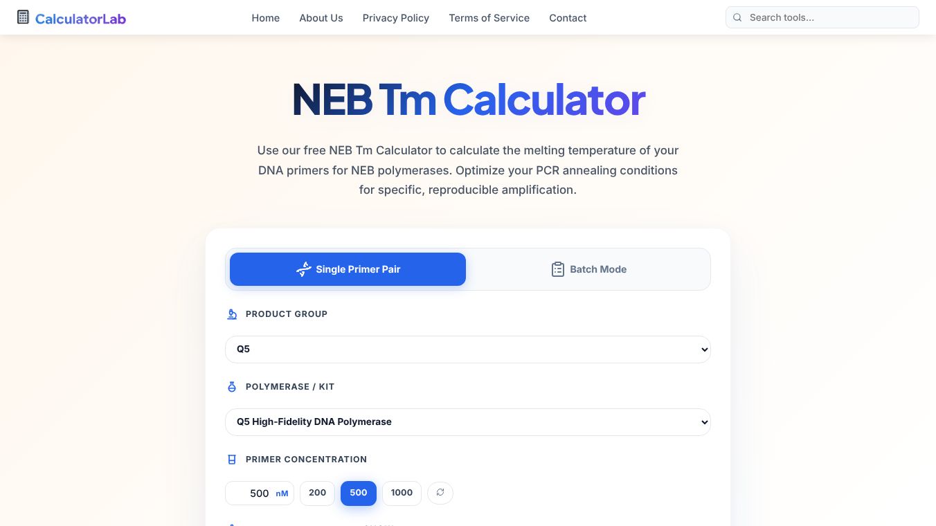 Tm Calculator (DNA Primer Tool)
