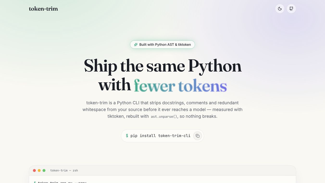 token-trim — Save AI Tokens