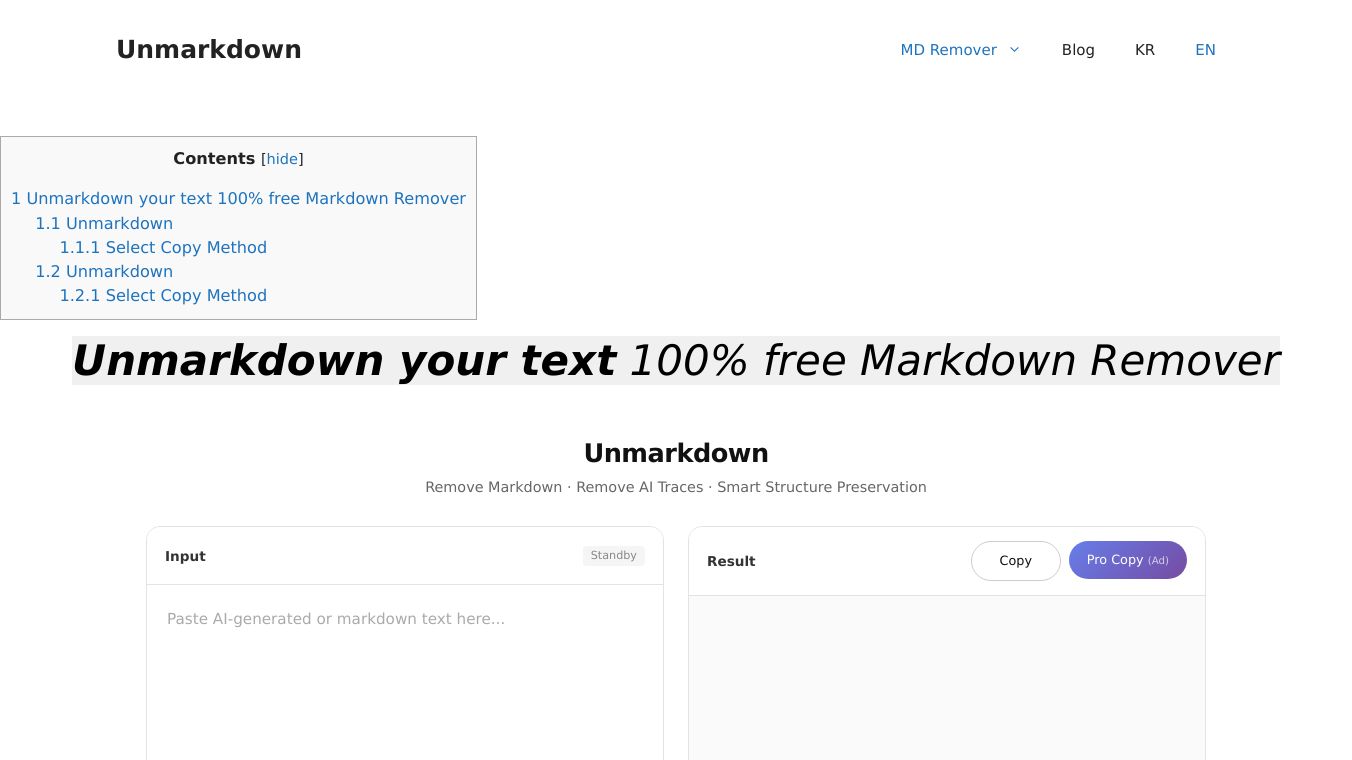 Unmarkdown - Markdown Remover