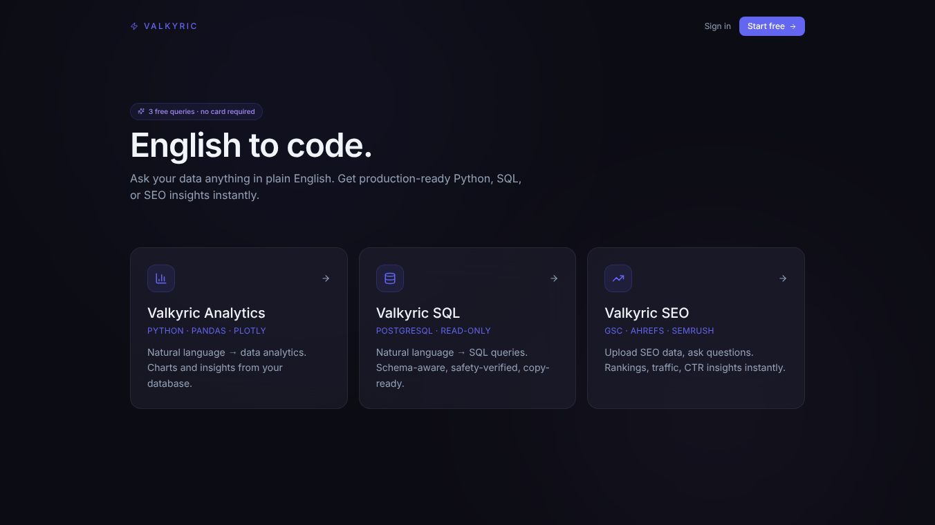 Valkyric — English to Code
