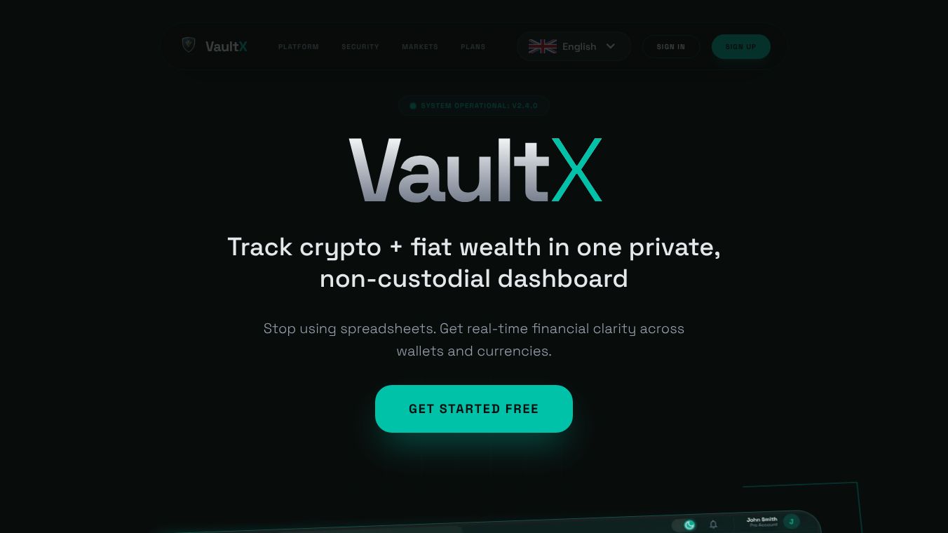 VaultX - Crypto & Fiat Finance Analytics