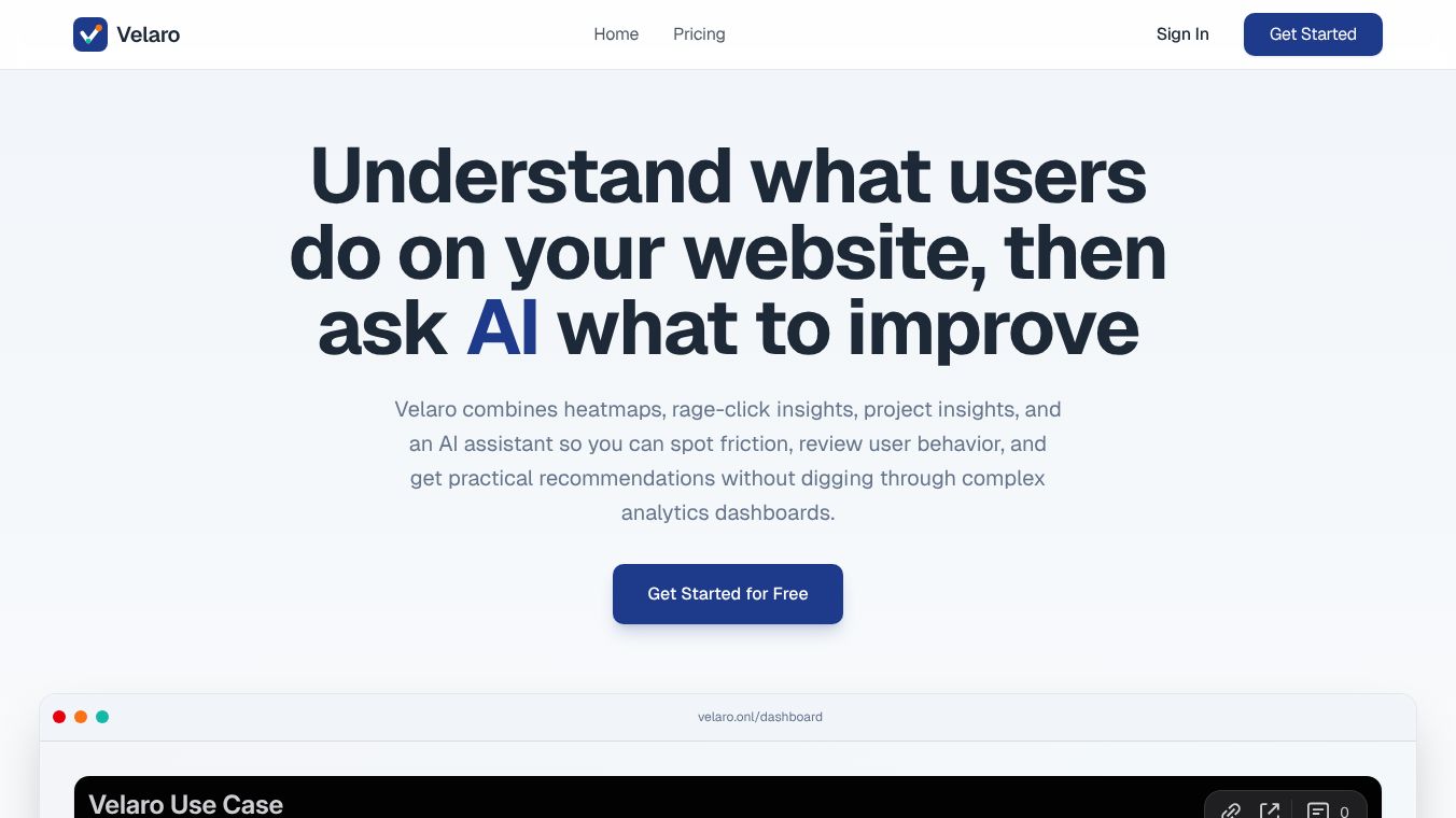 Velaro — AI user behavior analytics