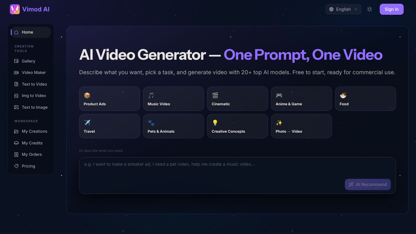 vimod.ai – AI Video Generator
