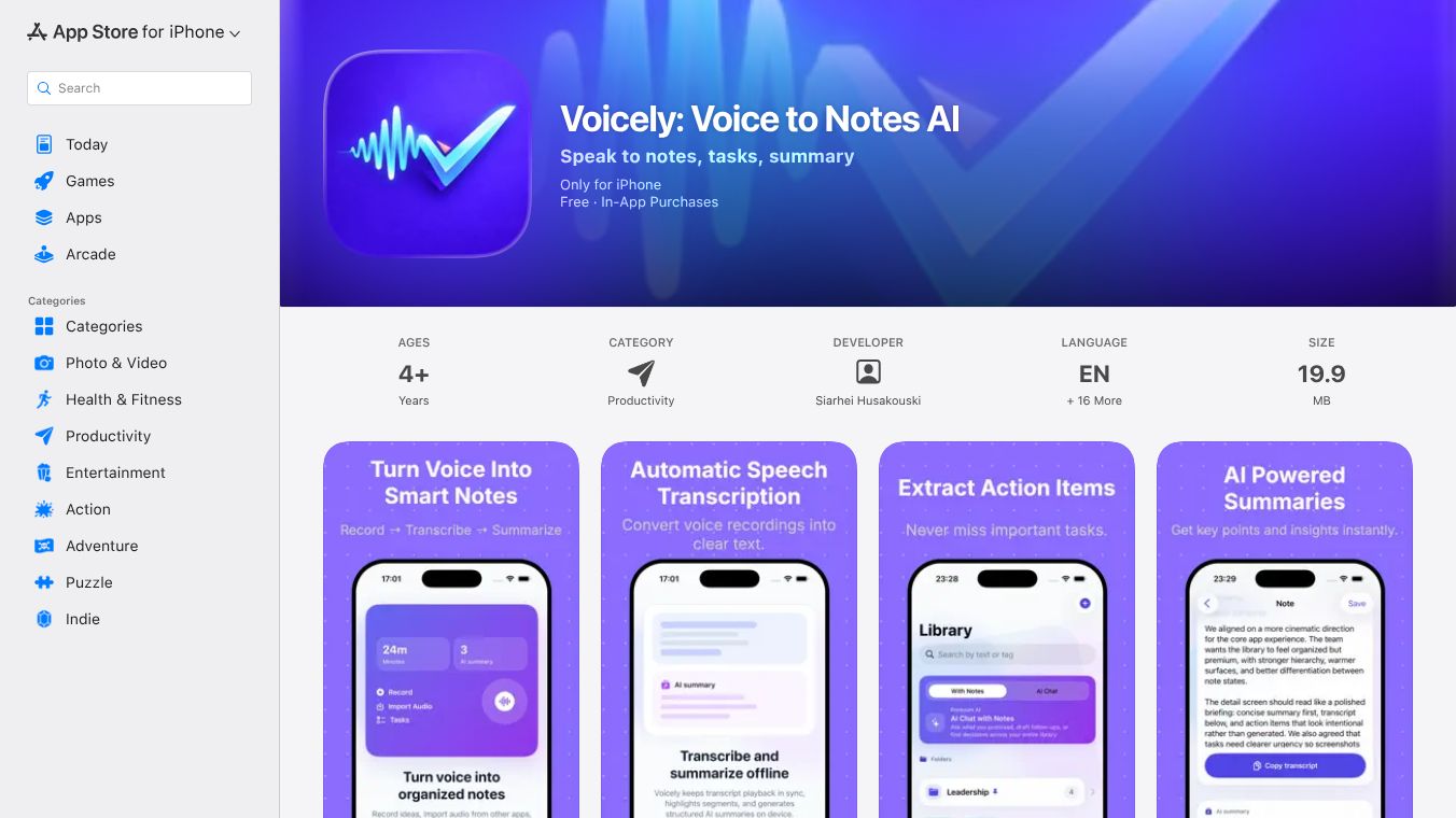 Voicely - Voice to Notes AI