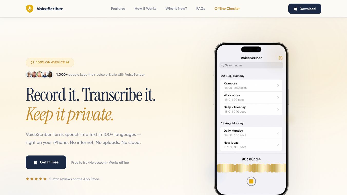 VoiceScriber AI: Offline Notes