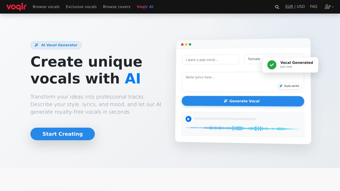 Voqlr AI Vocal Generator