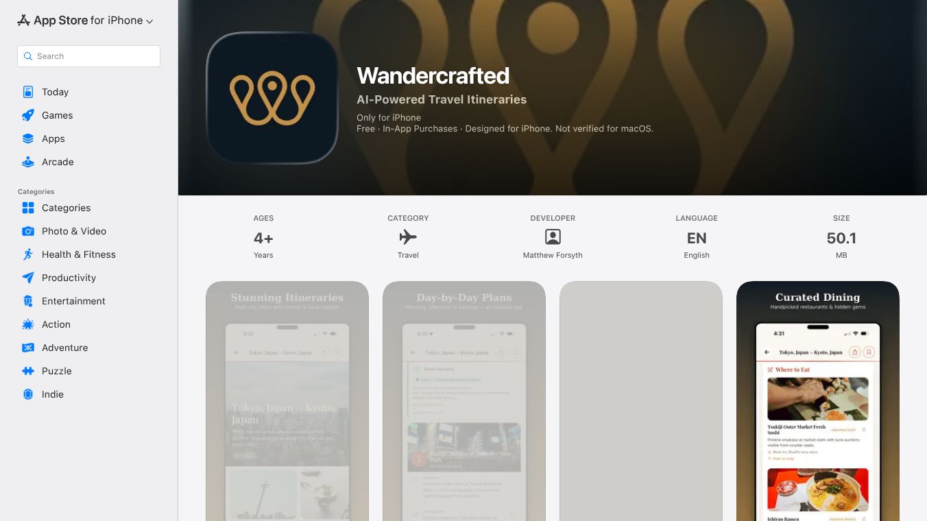Wandercrafted for iOS