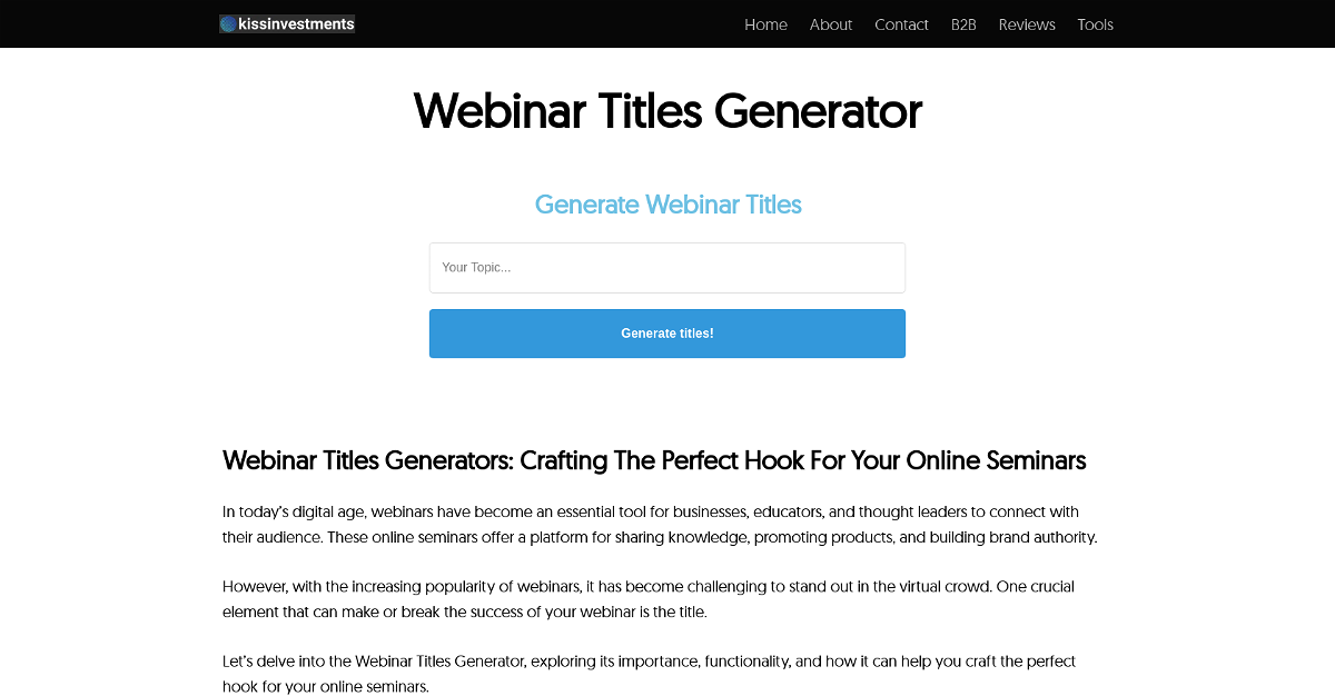 Webinar Titles Generator