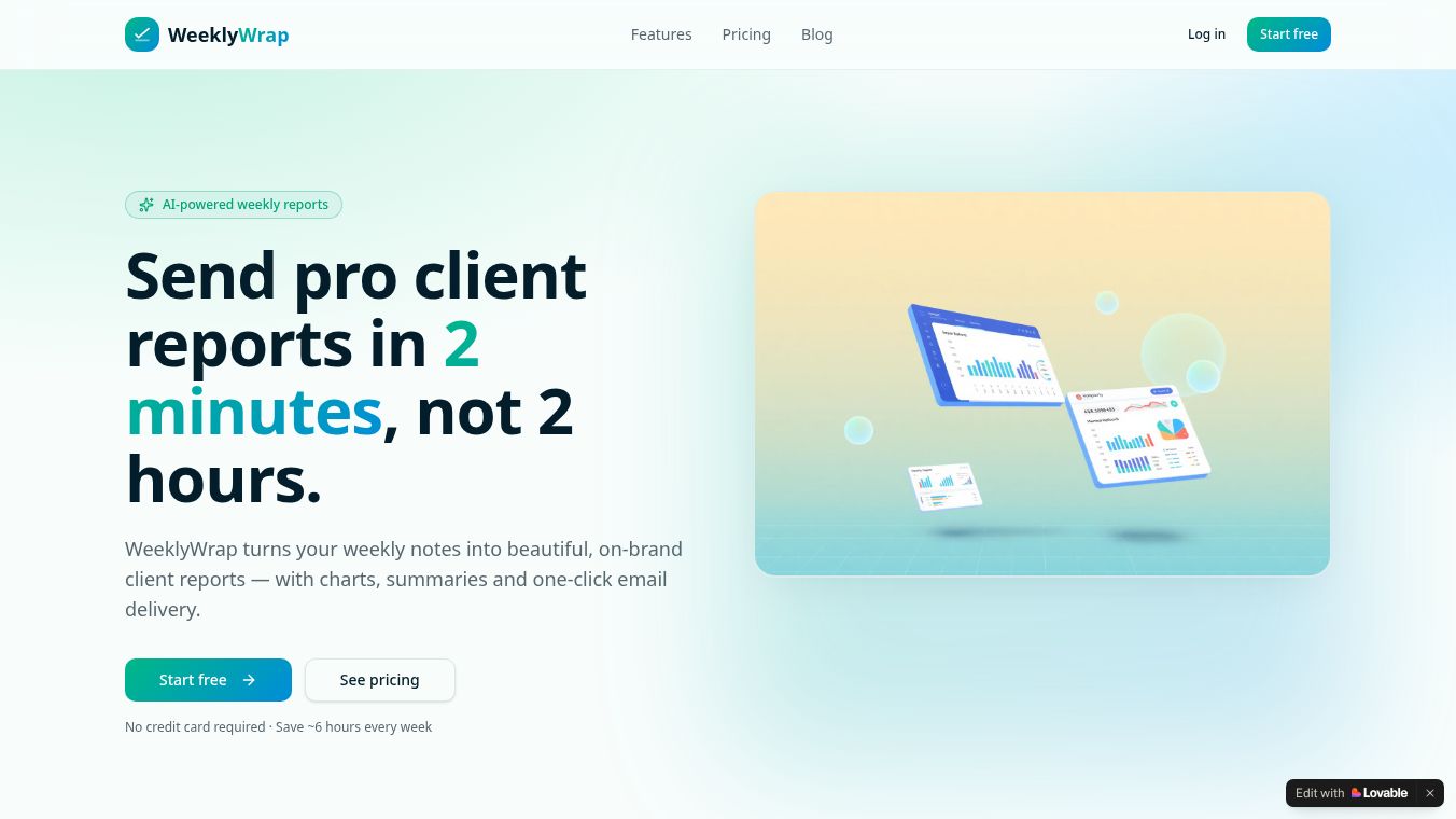 WeeklyWrap — Client reports in 2 min