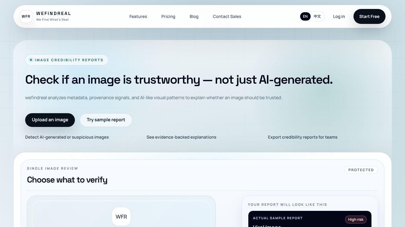 WeFindReal — AI Image Trust Checker