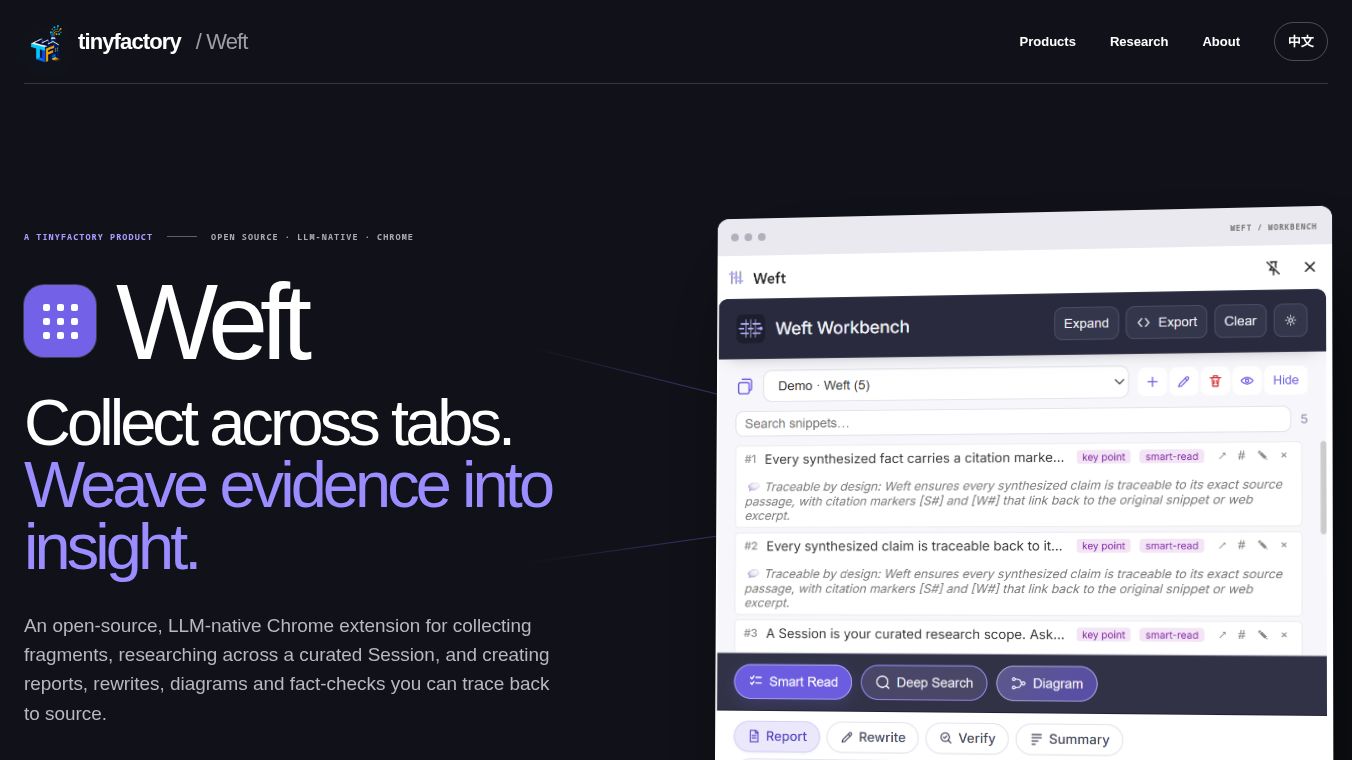 Weft: Turn browser into cited insights