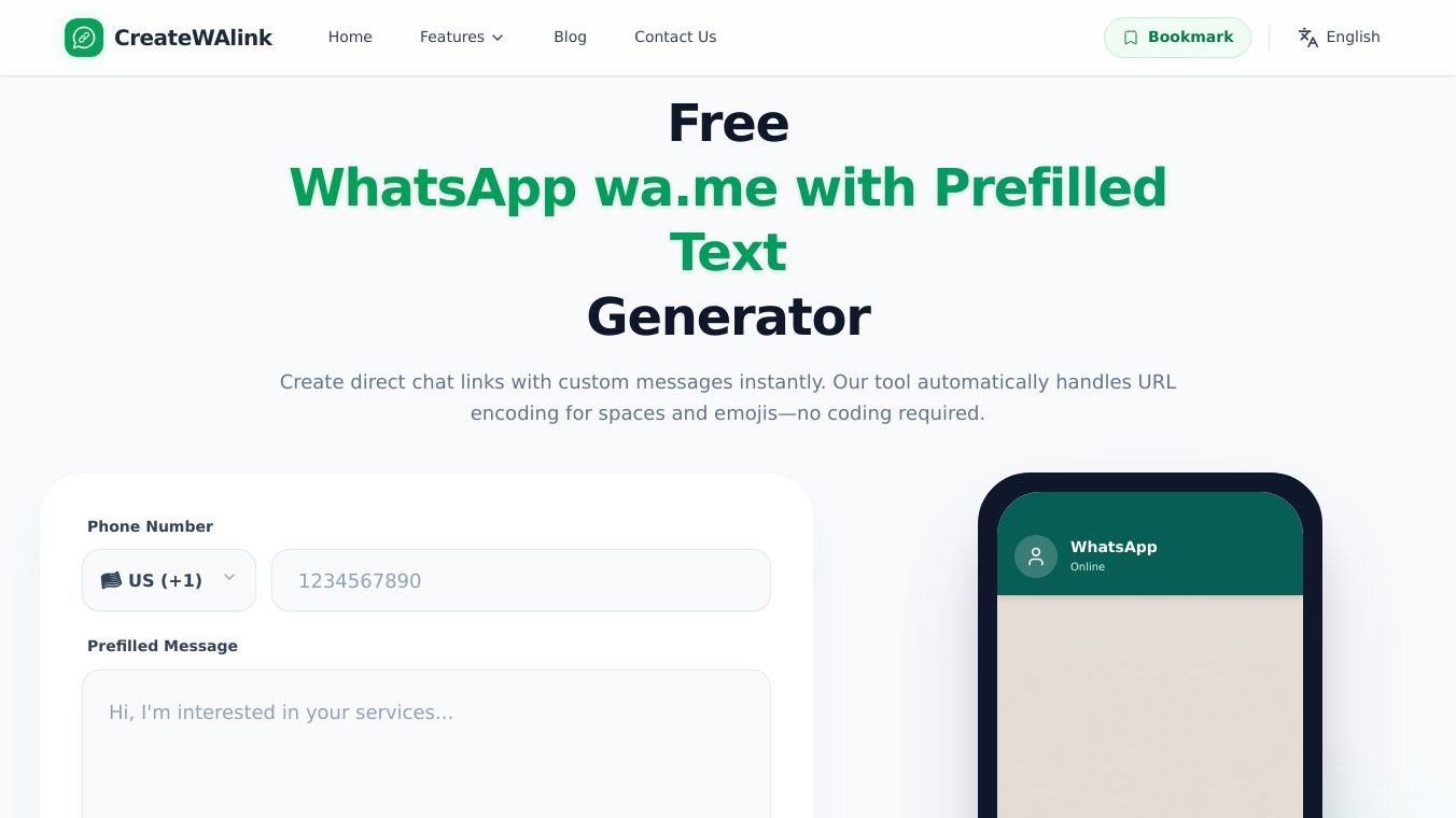 WhatsApp wa.me with Prefilled Text