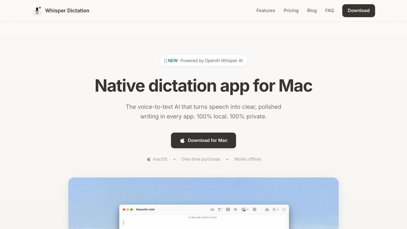 WhisperDictation for Mac - Faster better