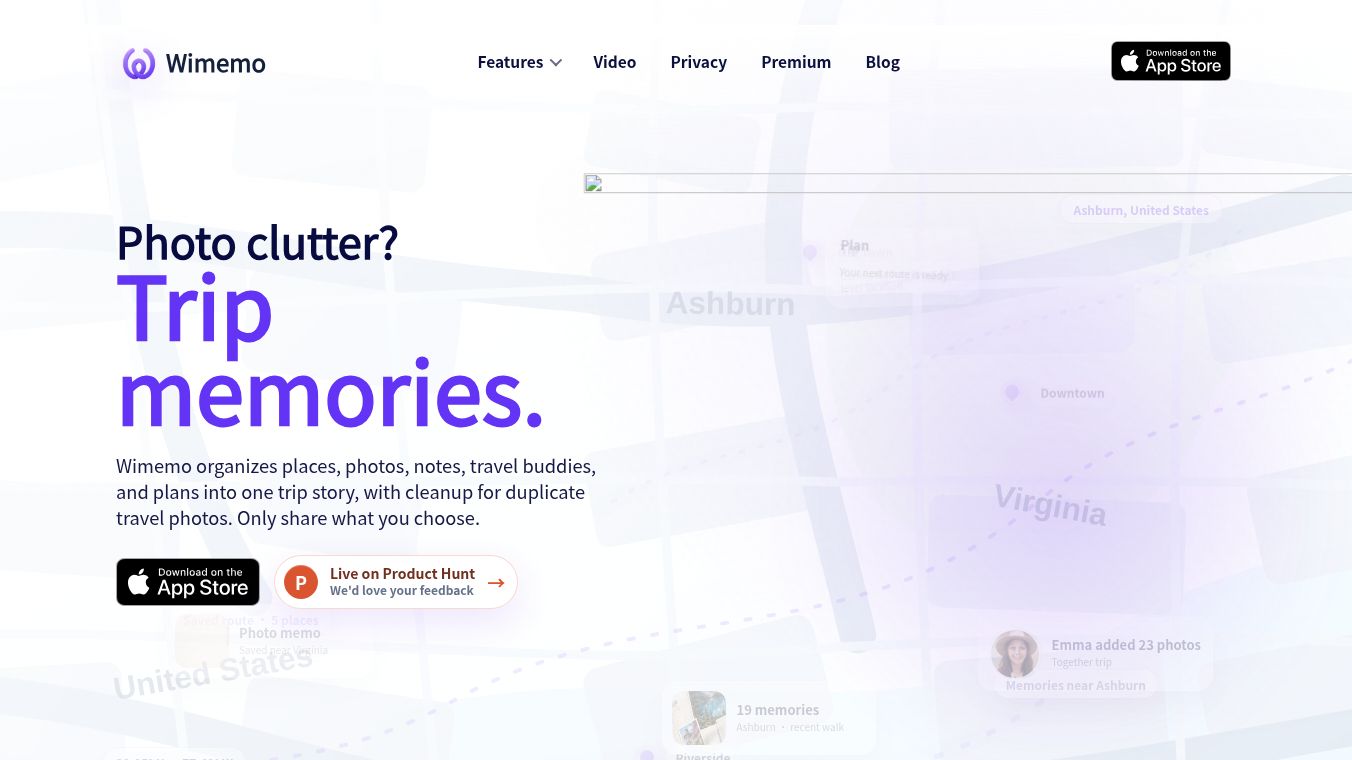Wimemo - Travel photo map