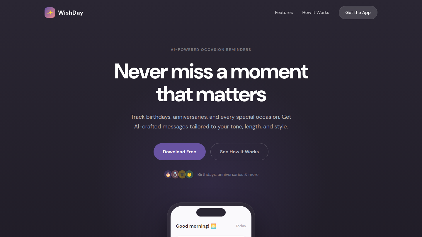 WishDay: AI Occasion Reminders & Wishes
