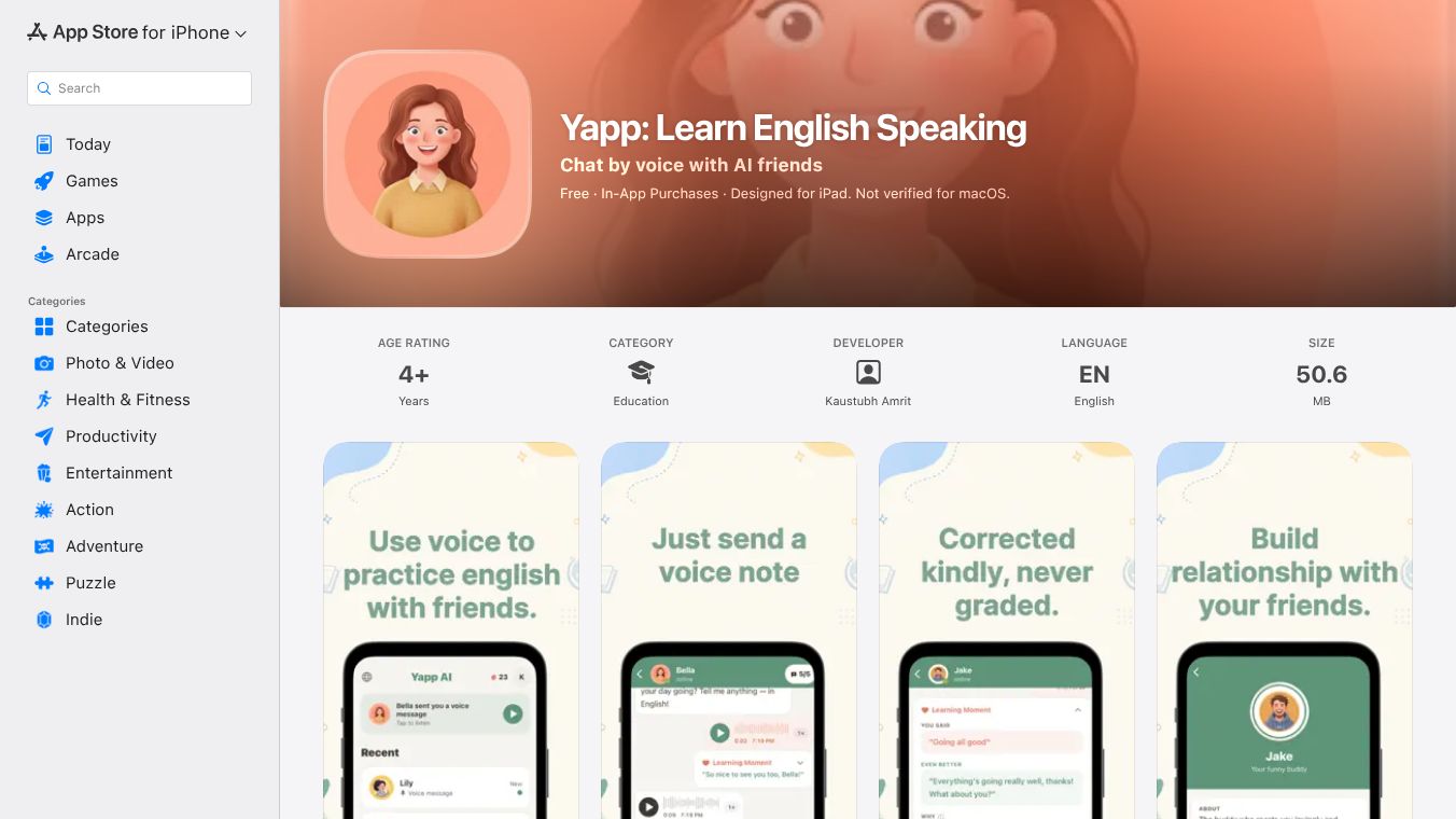 Yapp AI: Whatsapp For English Practice