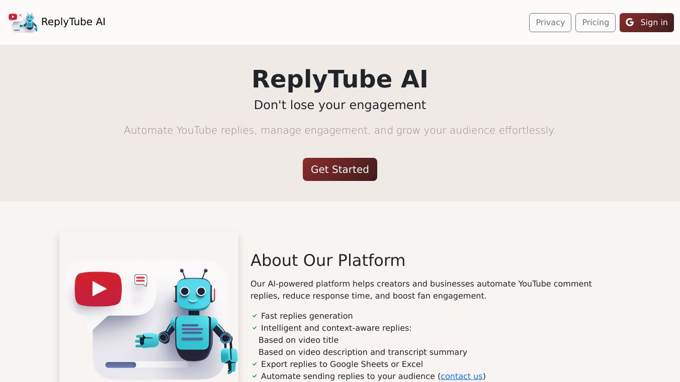 YouTube comment context-aware replies generator using AI