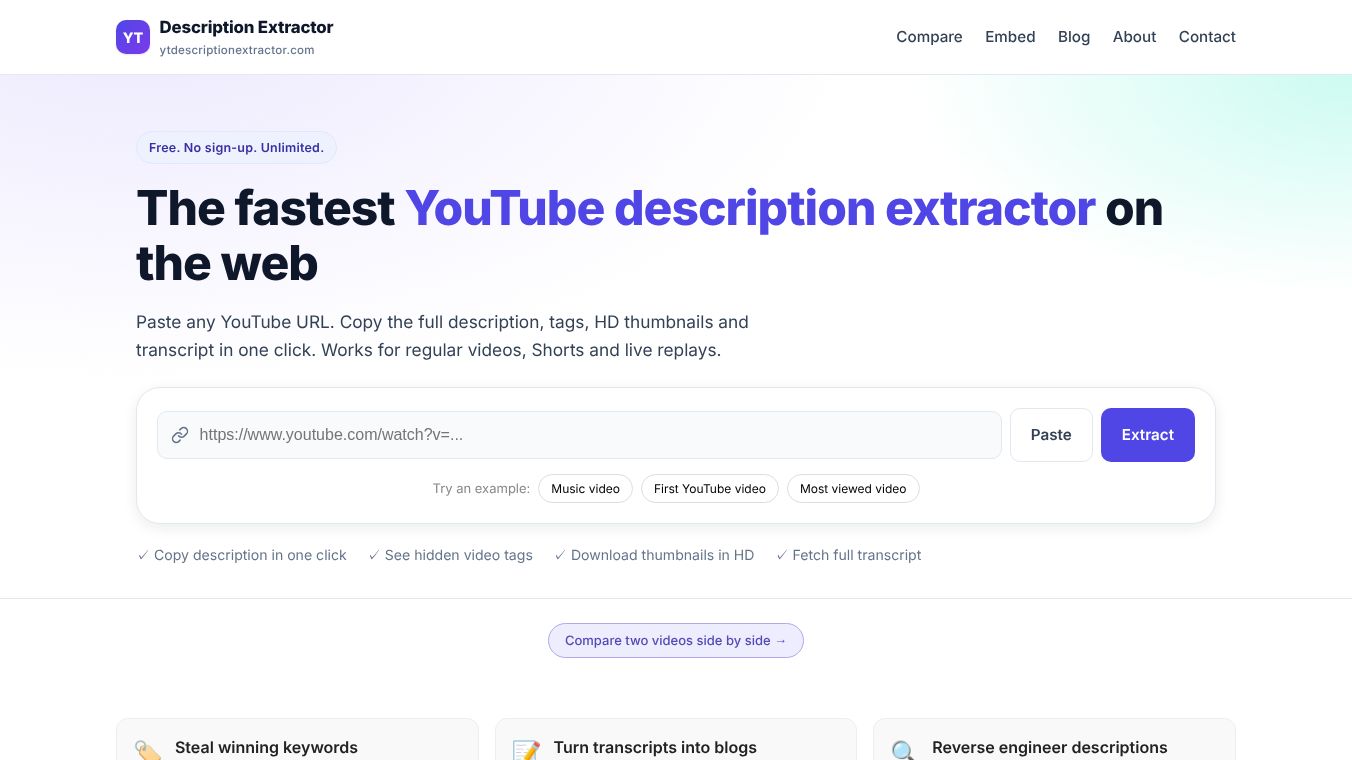 YT Description Extractor