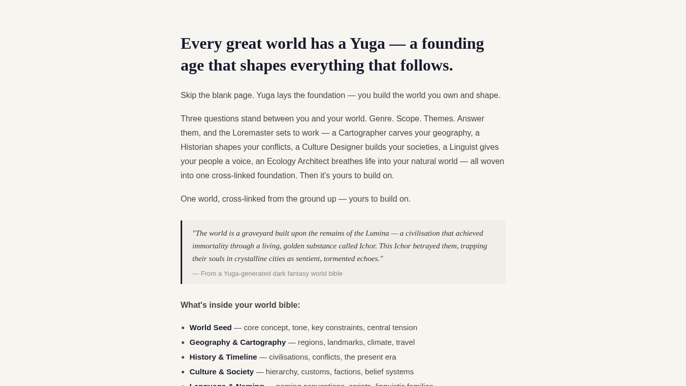 Yuga — Generate Your World