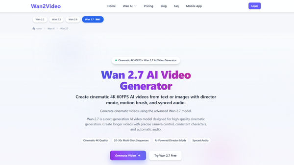 Wan 2.7 AI Video Generator