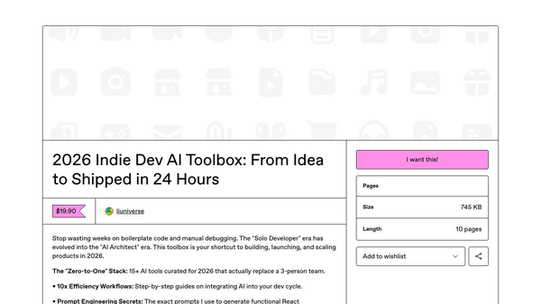2026 独立开发 AI 工具箱：从 Idea 到 Launch 的全栈加速方案