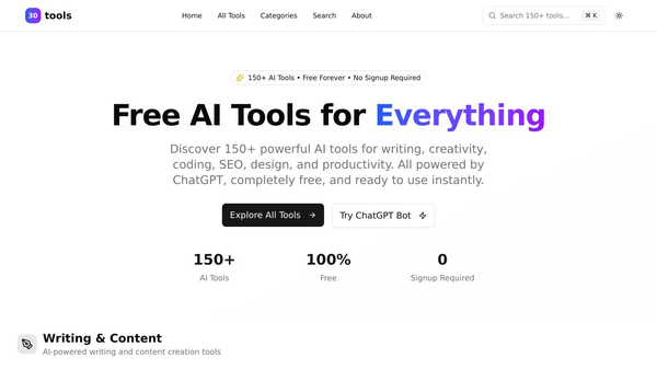 30tools - Free AI Tools for Everything
